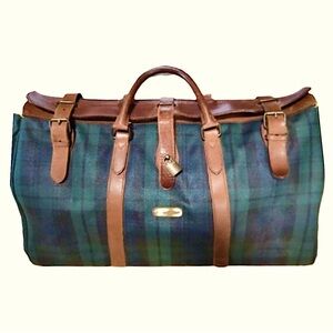 RALPH LAUREN Black Watch Plaid Boston Weekend Travel Duffle Bag 52cm